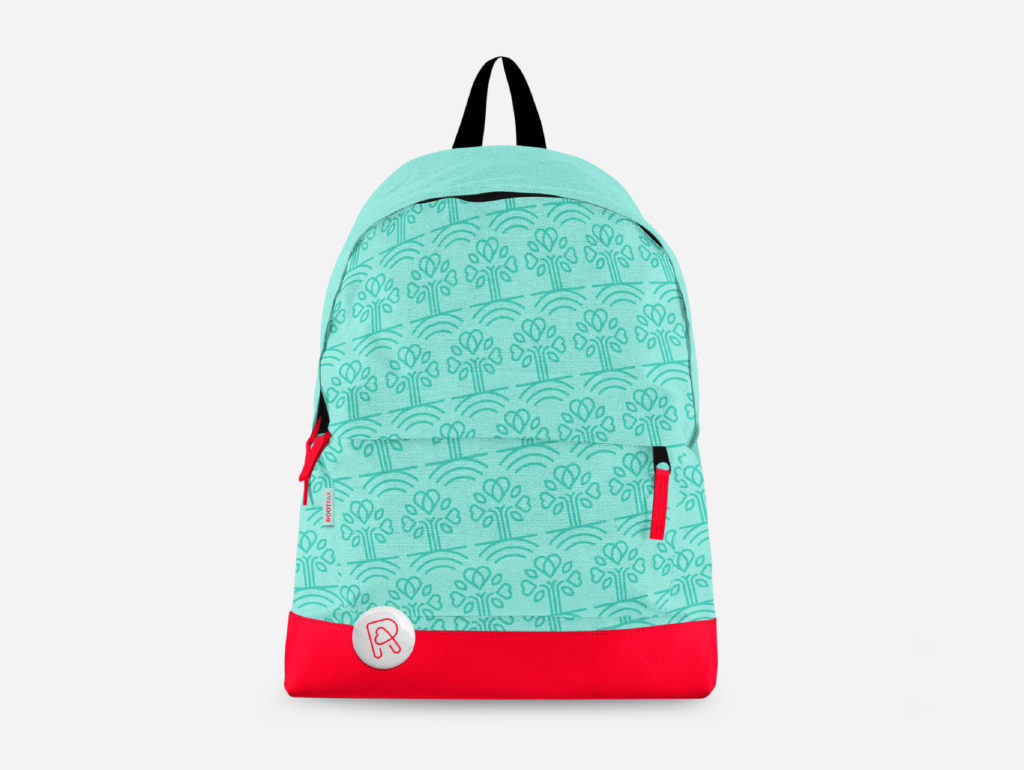 Textile print on backpack